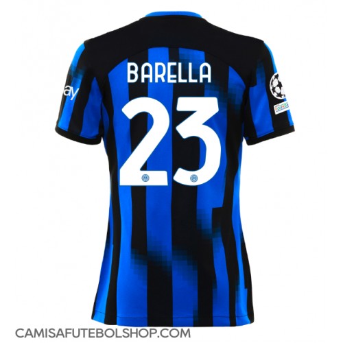 Camisa de time de futebol Inter Milan Nicolo Barella #23 Replicas 1º Equipamento Feminina 2023-24 Manga Curta